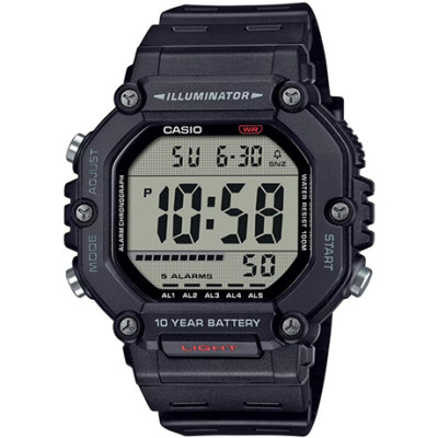 Casio Ψηφιακό Ρολόι Μπαταρίας με Μαύρο Καουτσούκ Λουράκι AE-1600H-1AVEF
